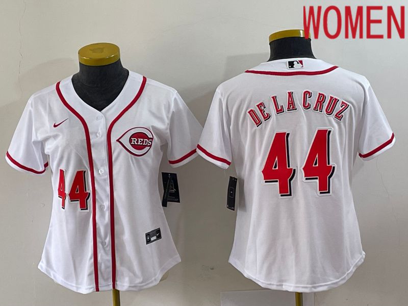 Women Cincinnati Reds #44 De La Cruz White Nike 2023 Game MLB Jersey->youth mlb jersey->Youth Jersey